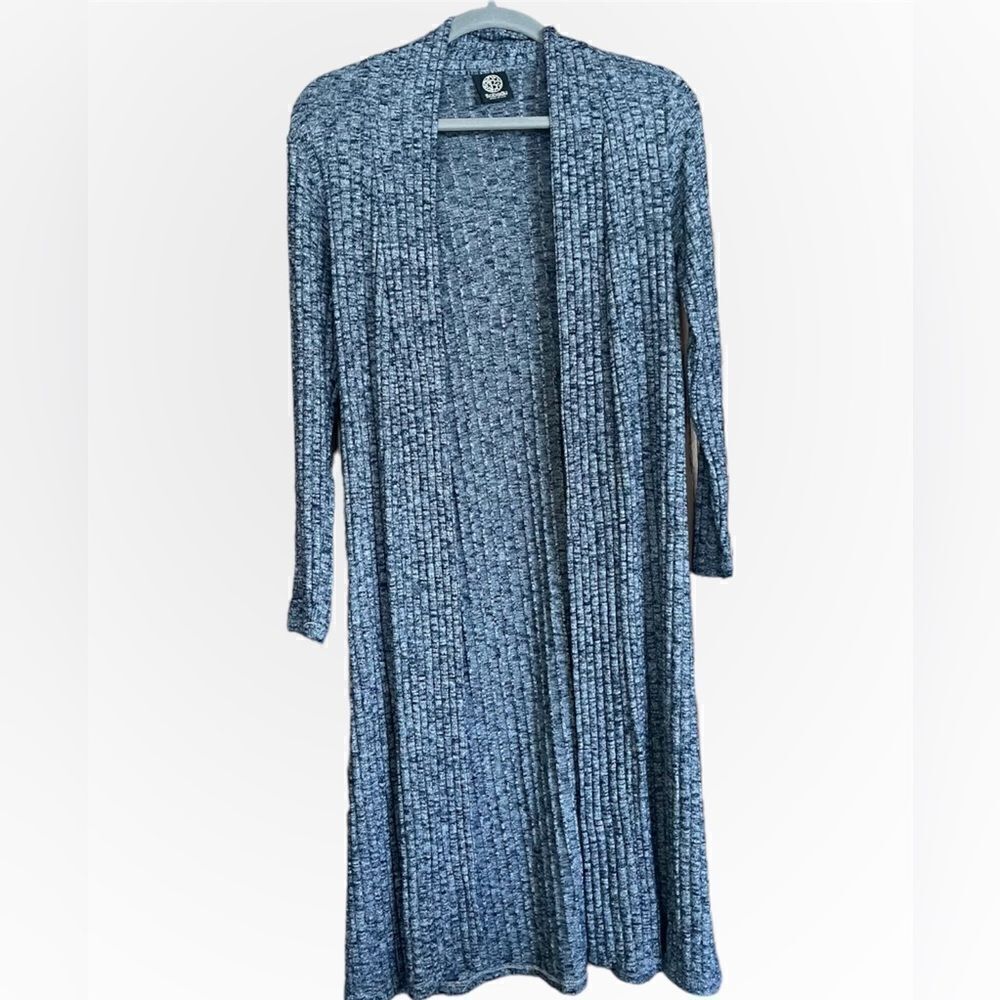 Bobeau Marled Blue Maxi Ribbed Cardigan Medium